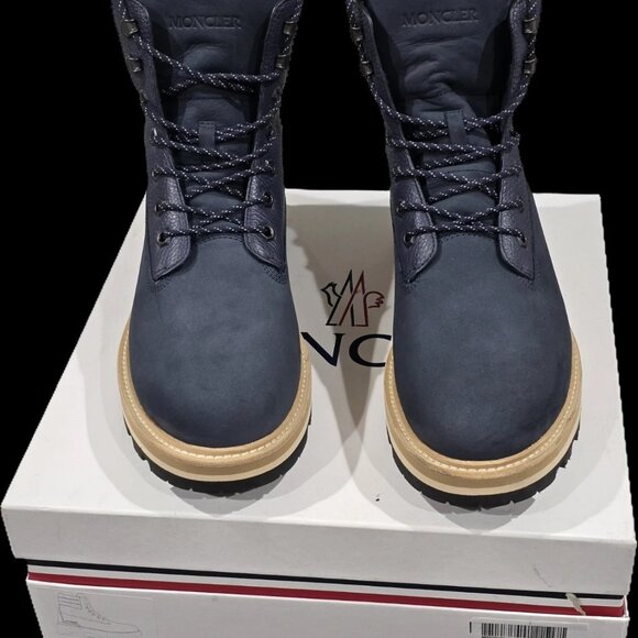 $875- Moncler Peka Men's Navy Padded Collar Round Toe Lace Up Hiking Boots-44/11 - Picture 6 of 11
